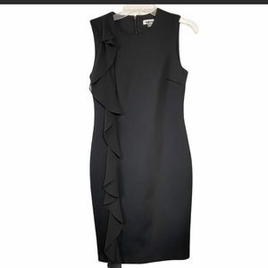 Calvin Klein Black Sheath Dress Ruffle sz 4